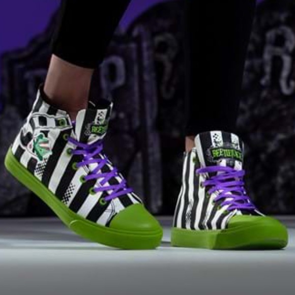 BEETLEJUICE sneakers shoes black and white sandworm striped stripe Tim Burton - Picture 7 of 16
